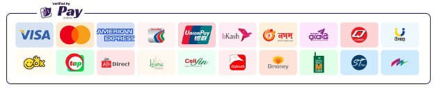 PayStation-এর মাধ্যমে গ্রহণযোগ্য পেমেন্ট: Visa, Mastercard, American Express, UnionPay, বিকাশ, নগদ, রকেট, উপায়, ট্যাপ, সেলফিন ও আরও
